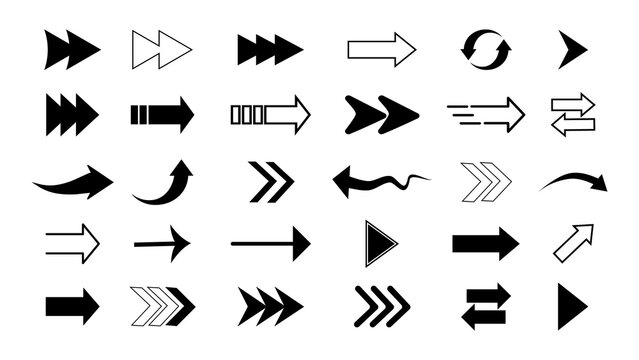 Arrow icon set. Arrow. Cursor. Black vector arrows icons. Collection different arrows sign. Modern simple arrows.