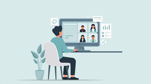 Home Workspace Remote Working Flat 2D