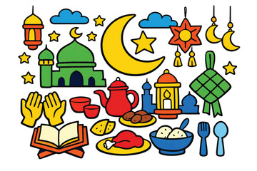 colorful ramadan ornaments vector set