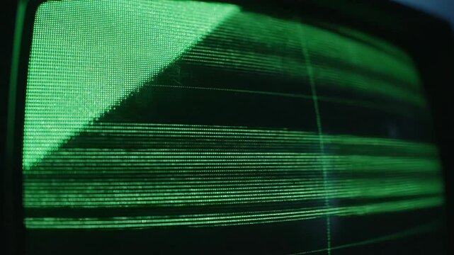 Green monochrome television screen static noise distortion display