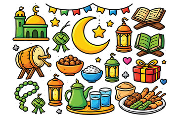 colorful ramadan ornaments vector set