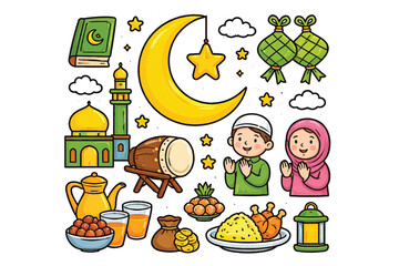 colorful ramadan ornaments vector set