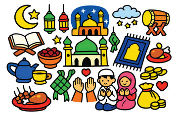 colorful ramadan ornaments vector set