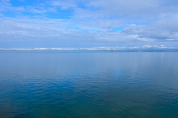 View of the Adriatic sea with the alps in the distance