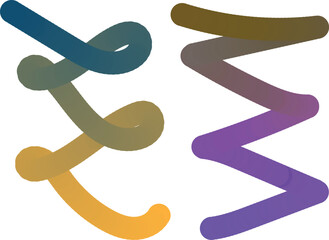 Two unique multi colored gradient wavy shapes with flowing lines on a clean white background
