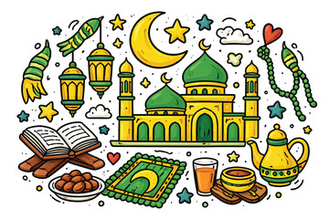 colorful ramadan ornaments vector set