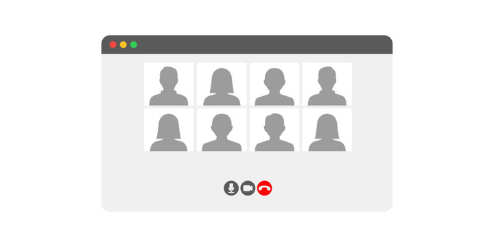 Modern Video Conference Interface with Diverse Avatar Profiles and Call Controls