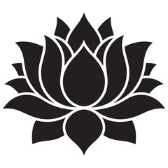 Obraz premium Minimalist black lotus flower vector icon