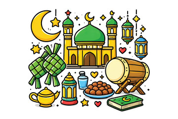 colorful ramadan ornaments vector set