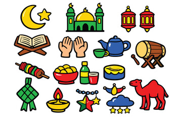 colorful ramadan ornaments vector set