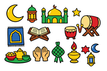 colorful ramadan ornaments vector set