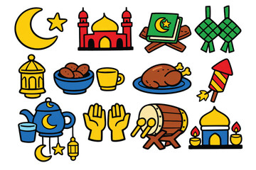 colorful ramadan ornaments vector set