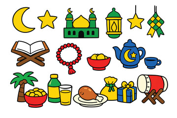 colorful ramadan ornaments vector set