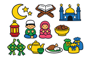 colorful ramadan ornaments vector set