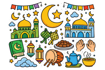 colorful ramadan ornaments vector set