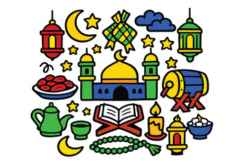 colorful ramadan ornaments vector set