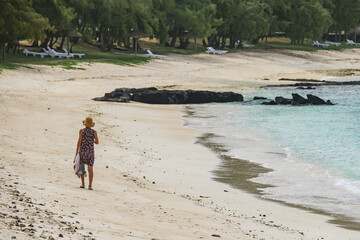 Scenic landscape of Cotton Beach on Rodrigues Island, Mauritius, Africa