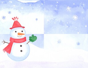 雪だるまと雪の結晶