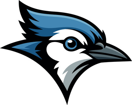 Aggressive Blue Jay Head Logo Fierce Bird Mascot Design