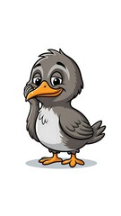 Obraz premium Cute cartoon bird standing alone.