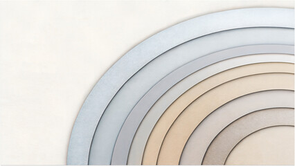 Obraz premium Soft neutral rainbow arches on cream, gentle mood in bright diffuse lighting, centered concentric composition using clean copy space for stationery layouts, social banners, and minimalist template.