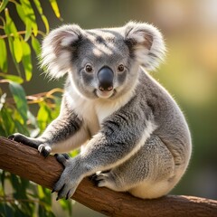 Fototapeta premium Cuddly Koala Bear on Tree Branch.