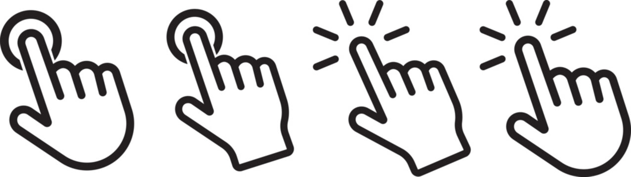 Hand click icon set. pointer sign and symbol. Hand click icon set illustration. pointer sign and symbol. hand cursor icon. Computer mouse click cursor arrow icons set. Clicking cursor