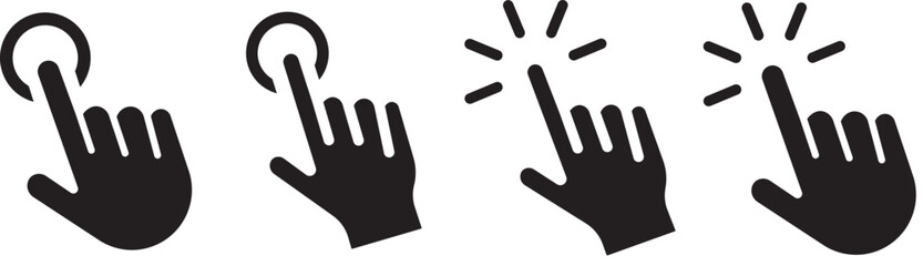 Fototapeta premium Hand click icon set. pointer sign and symbol. Hand click icon set illustration. pointer sign and symbol. hand cursor icon. Computer mouse click cursor arrow icons set. Clicking cursor