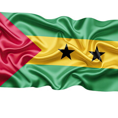 Obraz premium Waving Flag of Sao Tome and Principe on White Background.