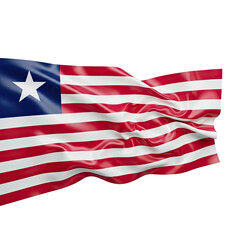 Obraz premium Waving Flag of Liberia on White Background.