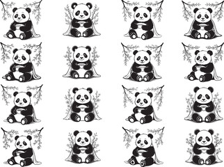 Whimsical Spring Panda Clipart