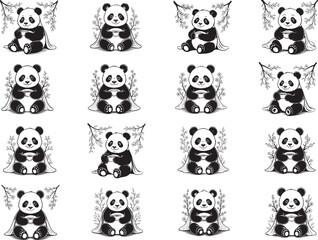 Whimsical Spring Panda Clipart