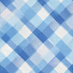 Soft textured seamless pattern with pastel blue plaid design, creating calm and soothing background ideal for digital paper, fabric, or wallpaper projects with gentle watercolor effect