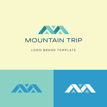 Travel logo concept M logomark like mountain with template logoword. Idea visual brand identity for business, company, startup