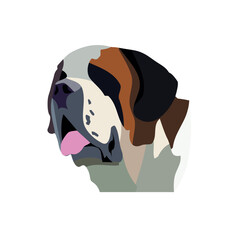 Saint Bernard dog head portrait isolated on white background vector illustration.eps