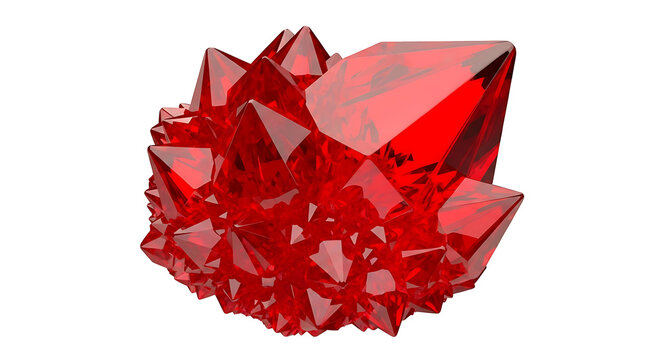 Vibrant red crystal formation with sharp facets and glossy surface