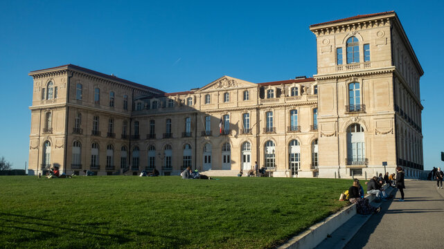 Marseille, France 25 December 2025: the Palais du Pharo is a palace at southern France, west of Old Port. It was built in Second Empire by Emperor Napoleon III for Empress Eug&eacute;nie, starting in 1858