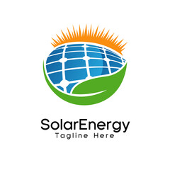 solar energy logo renewable green energy vector illustration