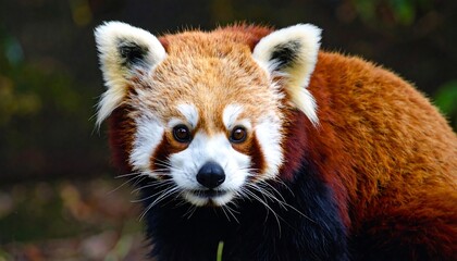 Captivating Close-Up of a Red Panda's Face, Highlighting its Unique Markings
