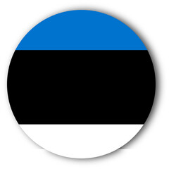 Round Estonian Flag Icon with Shadow - Baltic State
