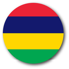 Round Mauritius Flag Icon with Shadow - Island Nation