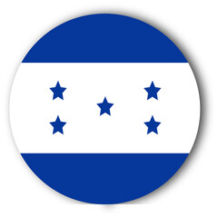 Round Honduras Flag Icon with Shadow - Central America