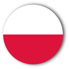 Round Polish Flag Icon with Shadow - National Symbol