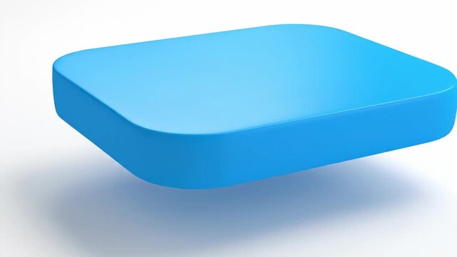 Minimalist blue rounded rectangle shape on white background 3 d render