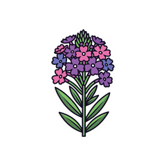 Colorful Cartoon Flower Illustration with Leaves 14.