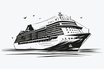 Obraz premium Cruise ship sketch illustration vector