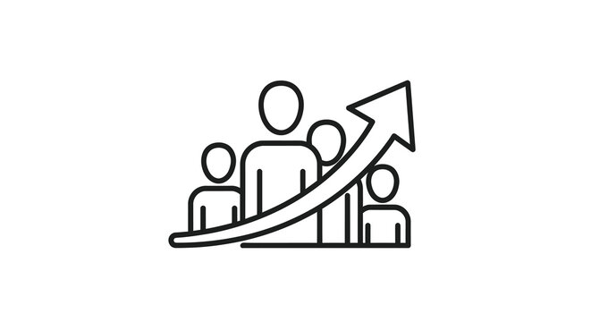 People ascending a growth arrow representing progress and success silhouette