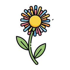 Colorful Cartoon Flower Illustration with Petals 1.