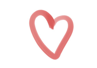 Fototapeta premium Soft red watercolor heart outline on transparent background. Hand-drawn airbrush style for romantic wedding cards, Valentine's Day designs, and soulful artistic projects.