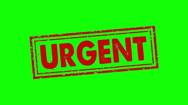 Urgent rubber stamp animation. urgent texture text Up to down motion graphics. stamp zooming and hit effect 4k video.